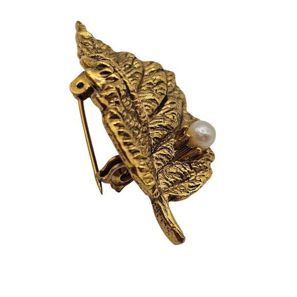 VTG Emmons Brooches Gold Tone Botanical Floral Leaves Elegant Classy 3PC Jewelry - Picture 7 of 16